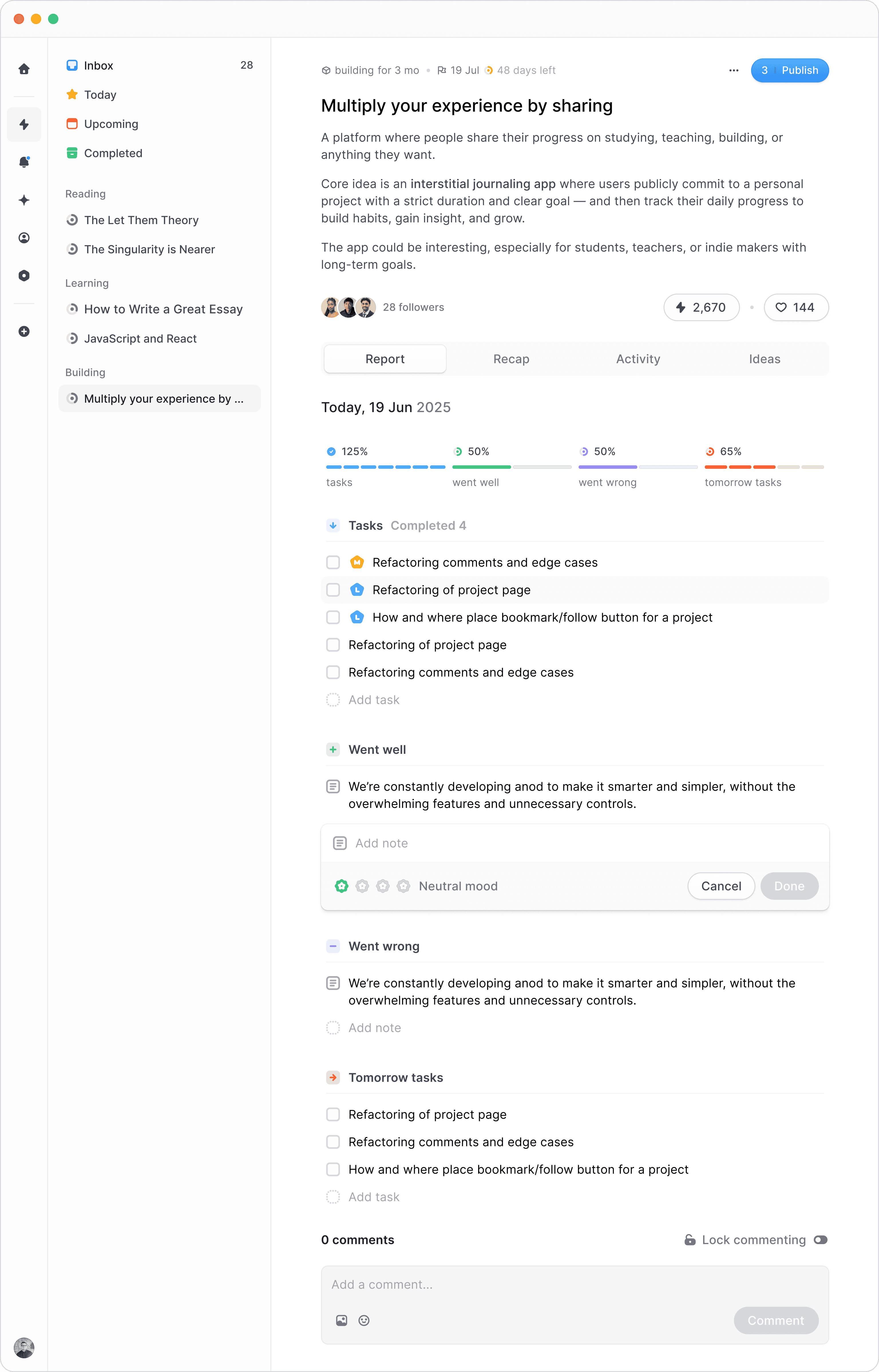 journaling interface